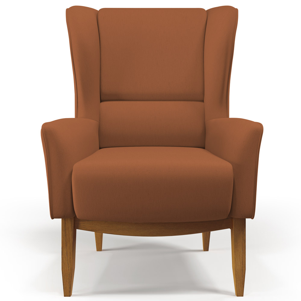 Kit 02 Poltronas Decorativa Fixa Base de Madeira Milena D02 Veludo Telha C-262 - Lyam Decor