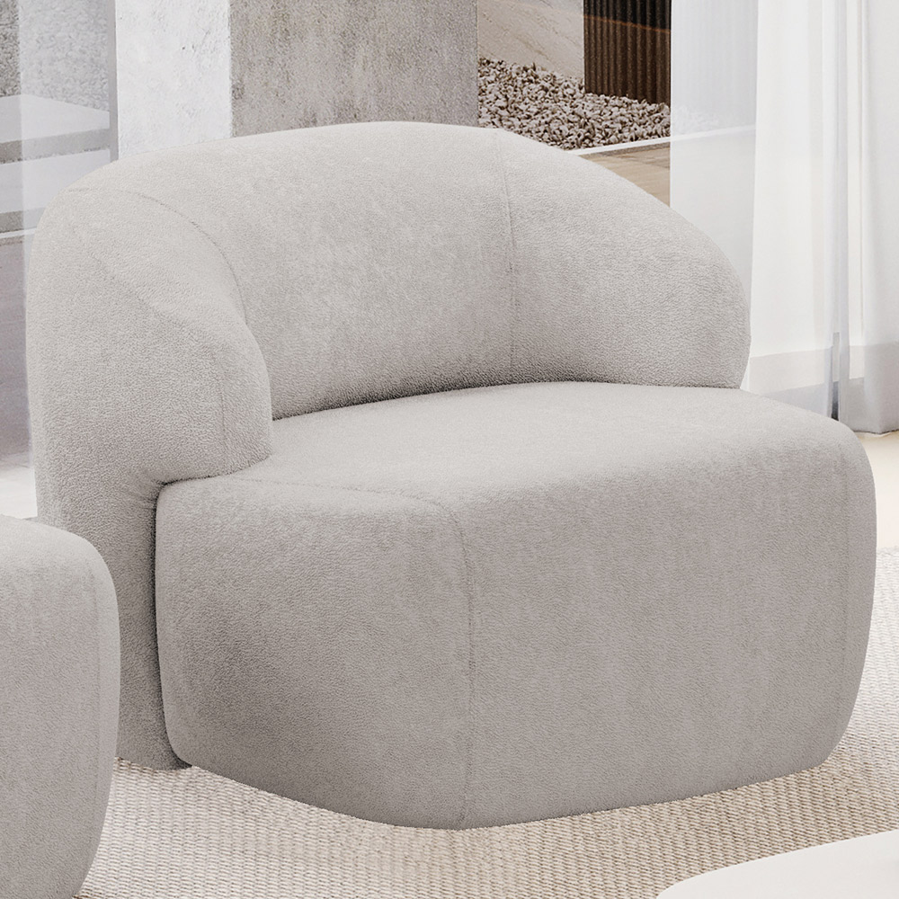 Kit 02 Poltronas Decorativa Fixa Orgânica Para Sala Living Barolo L06 Bouclê Cinza - Lyam Decor