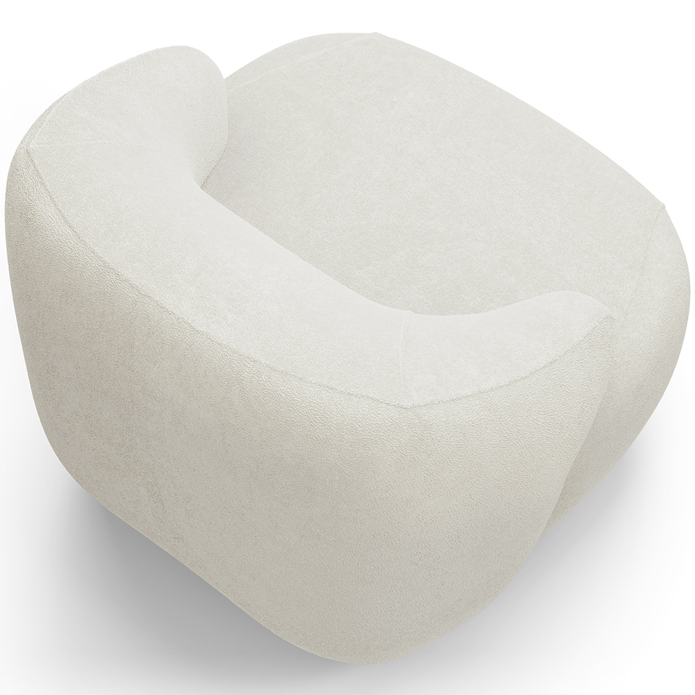 Kit 02 Poltronas Decorativa Fixa Orgânica Para Sala Living Barolo L06 Bouclê Off White - Lyam Decor