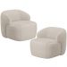 Kit 02 Poltronas Decorativa Fixa Orgânica Para Sala Living Barolo L06 Linho Bege - Lyam Decor