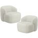 Kit 02 Poltronas Decorativa Fixa Orgânica Para Sala Living Barolo L06 Linho Cru - Lyam Decor