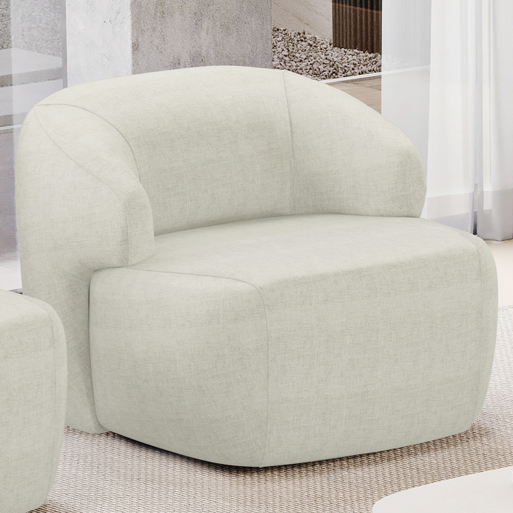 Kit 02 Poltronas Decorativa Fixa Orgânica Para Sala Living Barolo L06 Linho Cru - Lyam Decor