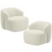 Kit 02 Poltronas Decorativa Fixa Orgânica Para Sala Living Barolo L06 Veludo Bege - Lyam Decor