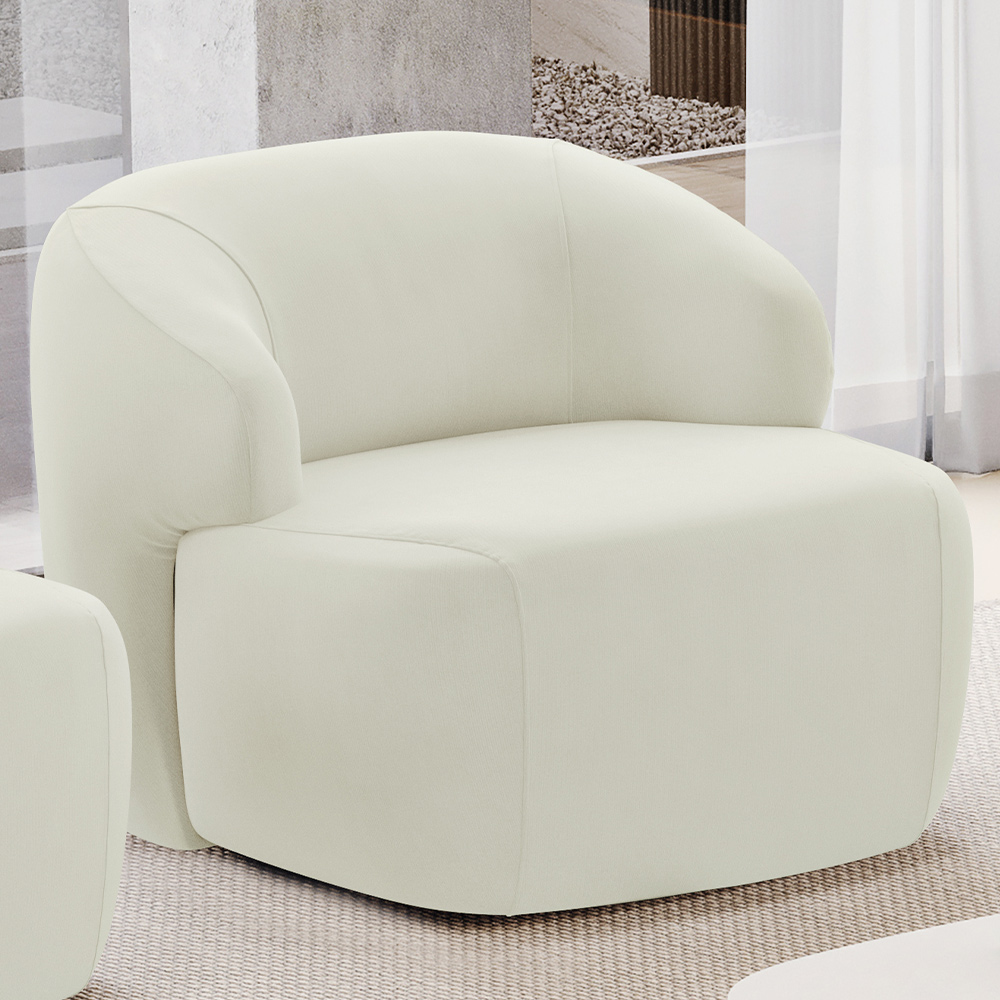 Kit 02 Poltronas Decorativa Fixa Orgânica Para Sala Living Barolo L06 Veludo Bege - Lyam Decor