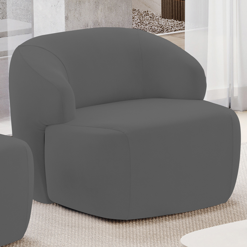 Kit 02 Poltronas Decorativa Fixa Orgânica Para Sala Living Barolo L06 Veludo Grafite - Lyam Decor