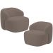Kit 02 Poltronas Decorativa Fixa Orgânica Para Sala Living Barolo L06 Veludo Marrom - Lyam Decor