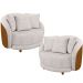 Kit 02 Poltronas Decorativa Fixa Pés De Madeira Witta M03 Couríssimo Whisky Linho Bege - Lyam Decor