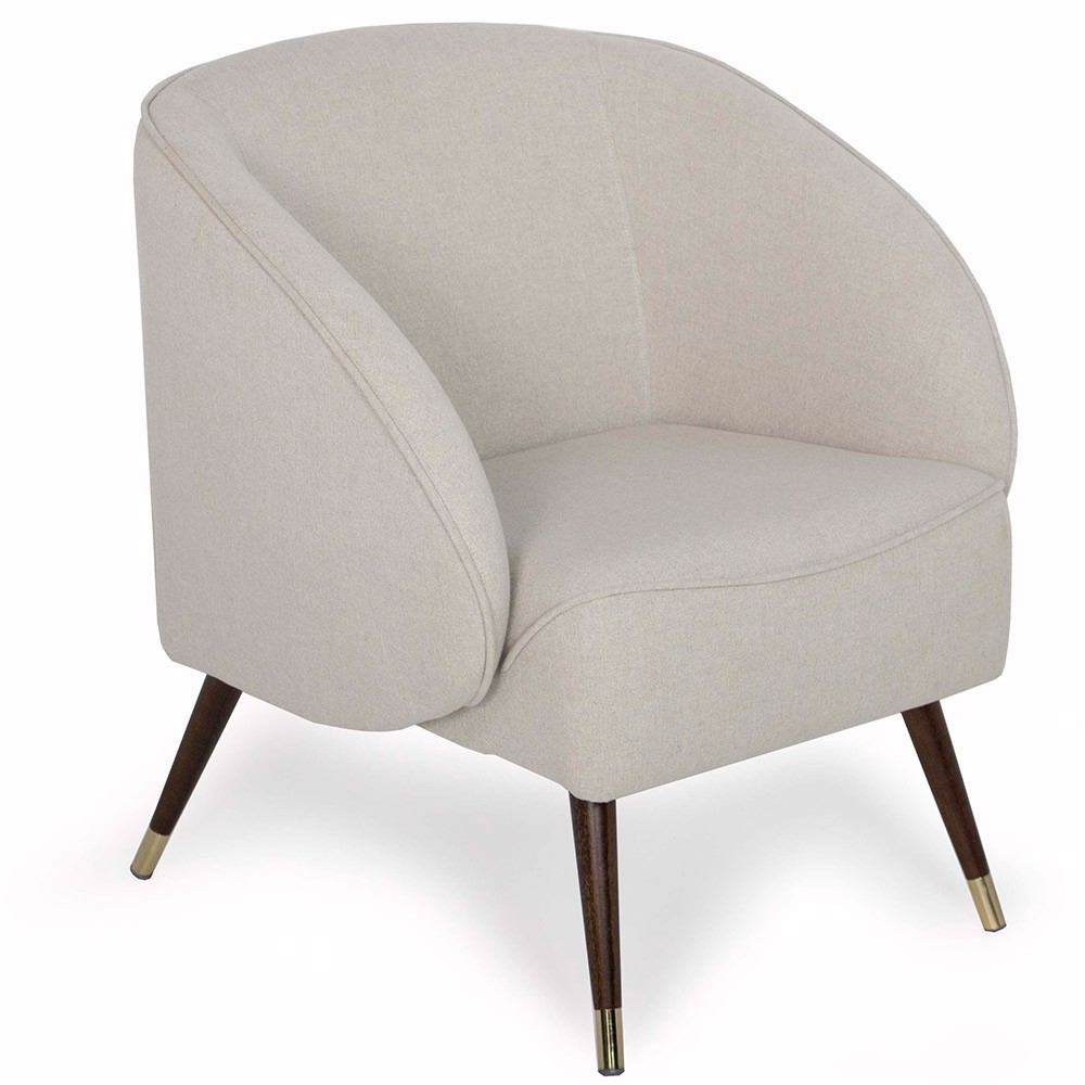 Kit 02 Poltronas Decorativa Fixa Pés Palito Duo New Bronze Agnes D02 Linho Bege B-415 - Lyam Decor