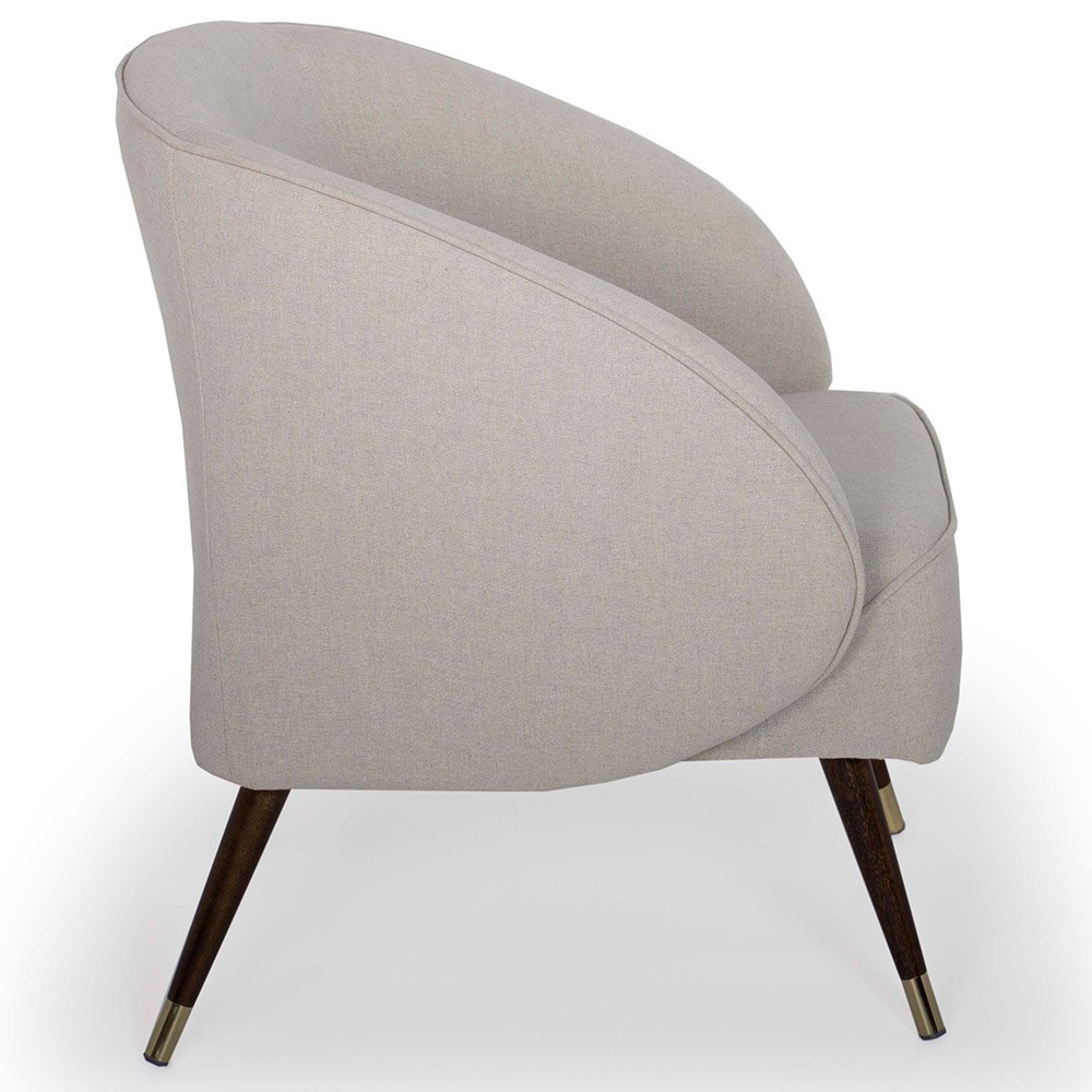 Kit 02 Poltronas Decorativa Fixa Pés Palito Duo New Bronze Agnes D02 Linho Bege B-415 - Lyam Decor