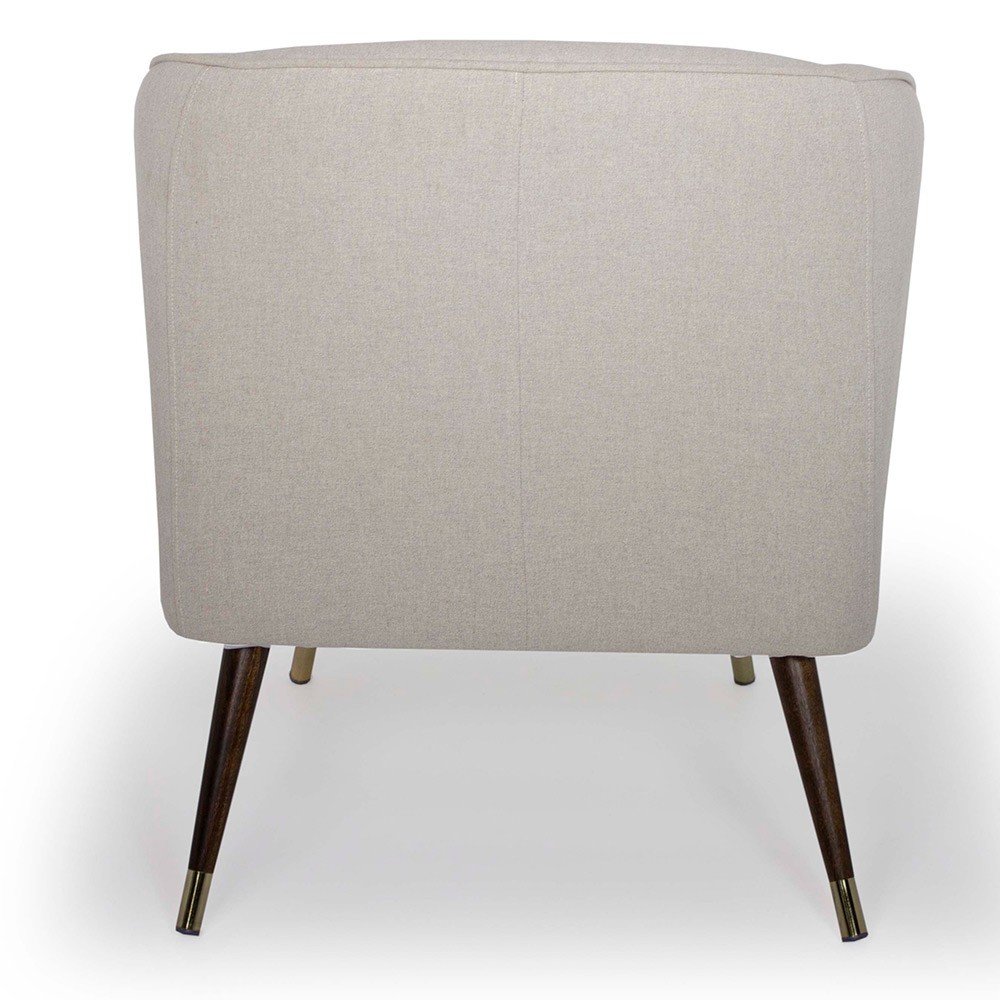 Kit 02 Poltronas Decorativa Fixa Pés Palito Duo New Bronze Agnes D02 Linho Bege B-415 - Lyam Decor