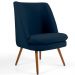 Kit 02 Poltronas Decorativa Fixa Pés Palito Pérsia D02 Veludo Azul Oxford C-304 - Lyam Decor