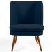 Kit 02 Poltronas Decorativa Fixa Pés Palito Pérsia D02 Veludo Azul Oxford C-304 - Lyam Decor