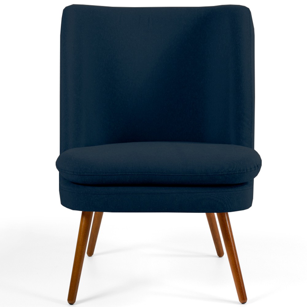 Kit 02 Poltronas Decorativa Fixa Pés Palito Pérsia D02 Veludo Azul Oxford C-304 - Lyam Decor