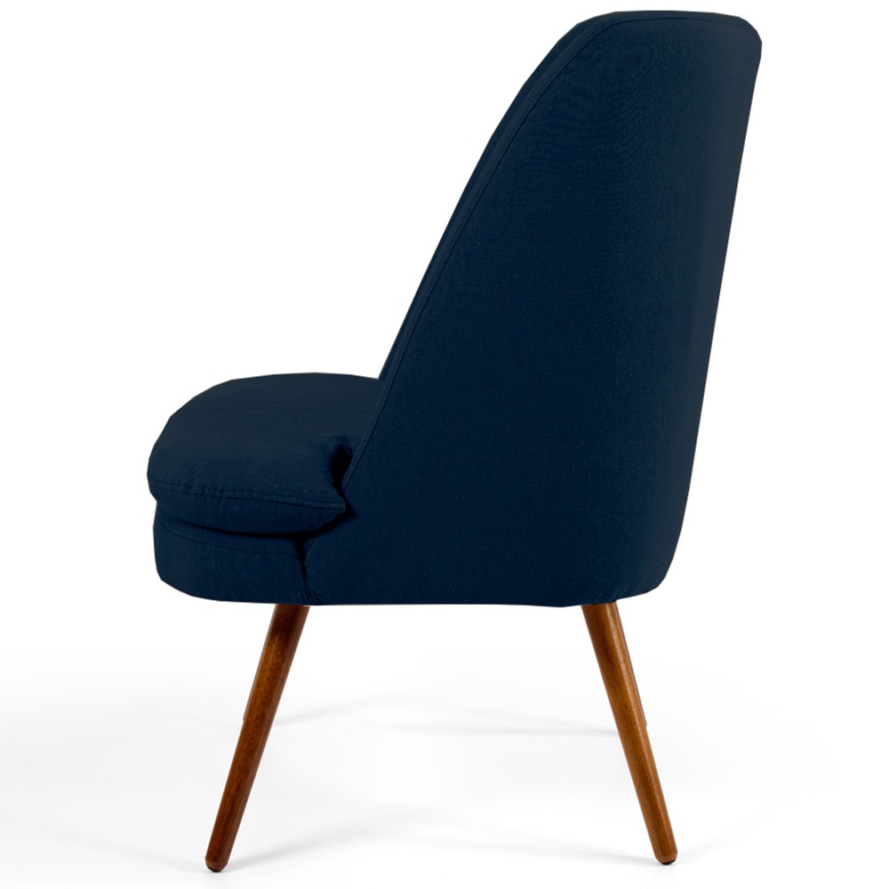 Kit 02 Poltronas Decorativa Fixa Pés Palito Pérsia D02 Veludo Azul Oxford C-304 - Lyam Decor