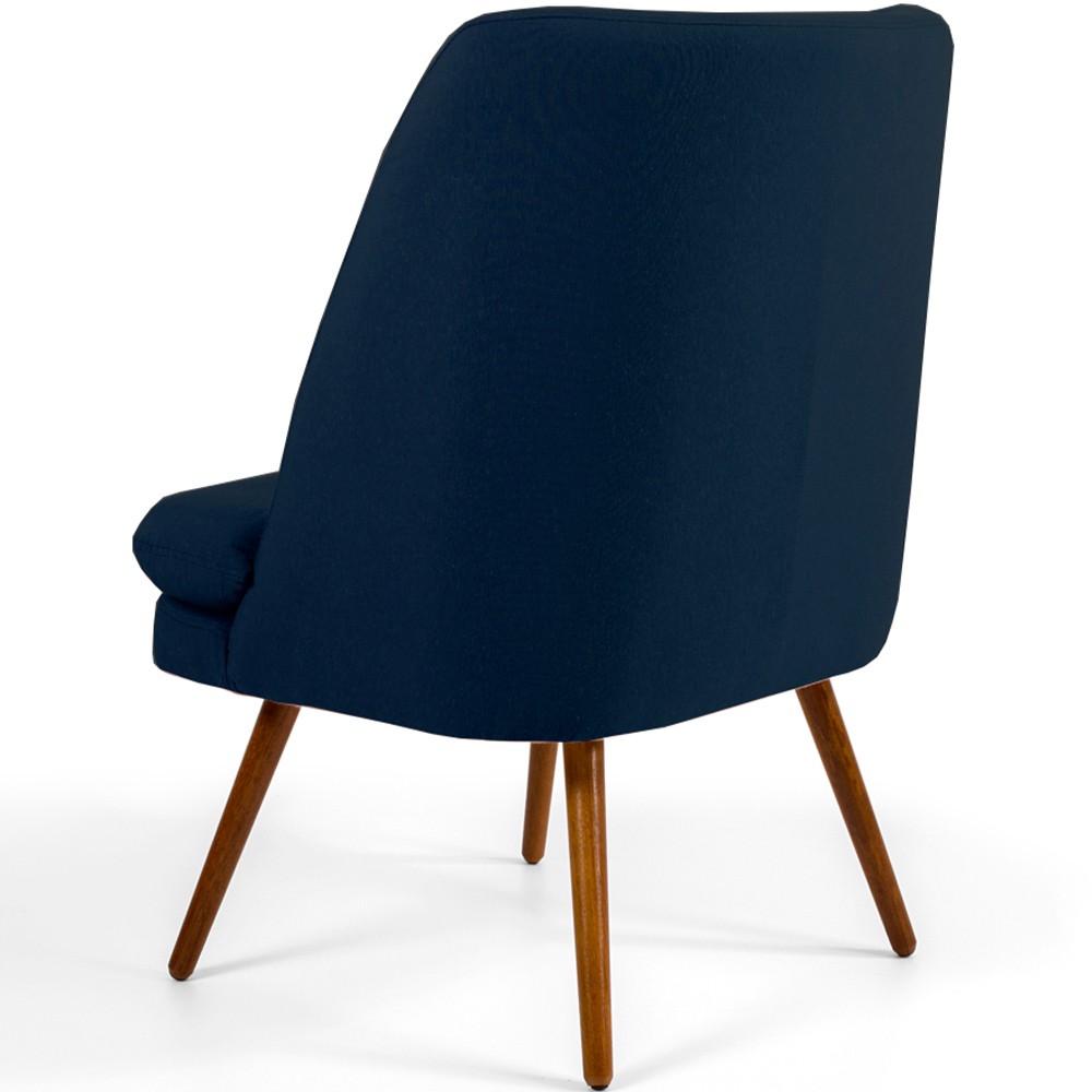 Kit 02 Poltronas Decorativa Fixa Pés Palito Pérsia D02 Veludo Azul Oxford C-304 - Lyam Decor