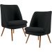 Kit 02 Poltronas Decorativa Fixa Pés Palito Pérsia D02 Veludo Preto C-300 - Lyam Decor