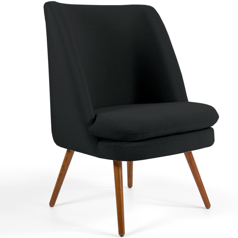 Kit 02 Poltronas Decorativa Fixa Pés Palito Pérsia D02 Veludo Preto C-300 - Lyam Decor