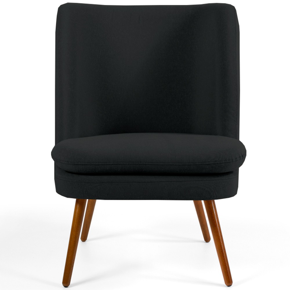 Kit 02 Poltronas Decorativa Fixa Pés Palito Pérsia D02 Veludo Preto C-300 - Lyam Decor