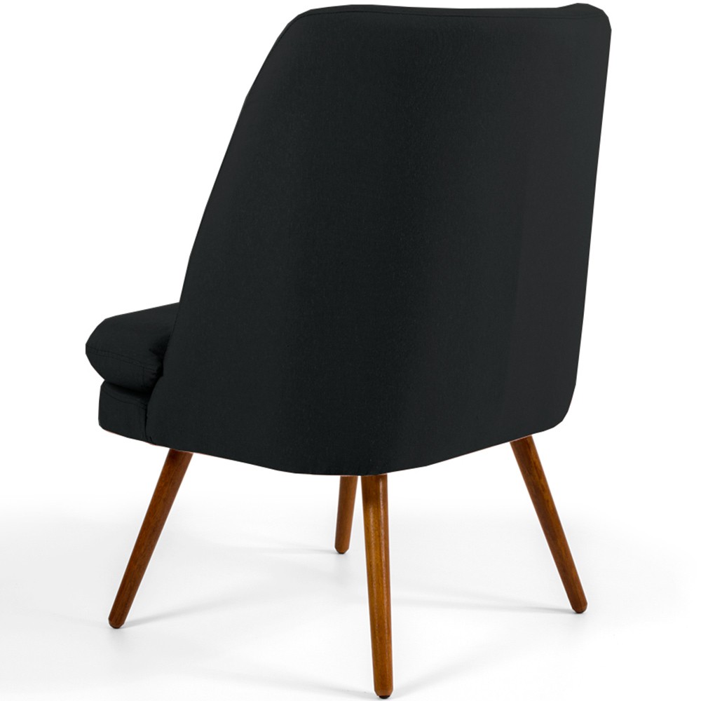 Kit 02 Poltronas Decorativa Fixa Pés Palito Pérsia D02 Veludo Preto C-300 - Lyam Decor