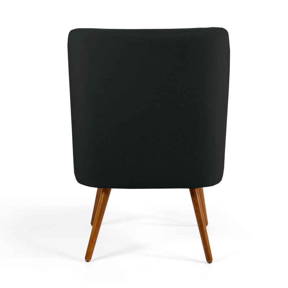Kit 02 Poltronas Decorativa Fixa Pés Palito Pérsia D02 Veludo Preto C-300 - Lyam Decor
