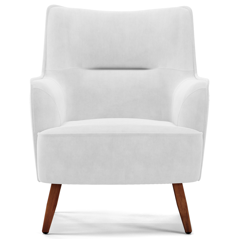 Kit 02 Poltronas Decorativa Fixa Pés de Madeira Isabella D02 Corano Branco C-12 - Lyam Decor