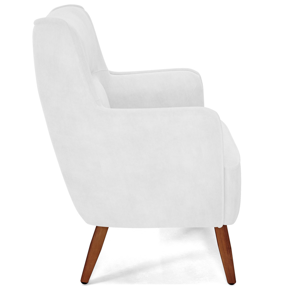 Kit 02 Poltronas Decorativa Fixa Pés de Madeira Isabella D02 Corano Branco C-12 - Lyam Decor