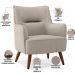 Kit 02 Poltronas Decorativa Fixa Pés de Madeira Isabella D02 Linho Bege C-107 - Lyam Decor