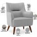 Kit 02 Poltronas Decorativa Fixa Pés de Madeira Isabella D02 Linho Cinza D-315 - Lyam Decor