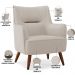 Kit 02 Poltronas Decorativa Fixa Pés de Madeira Isabella D02 Linho Cru C-443 - Lyam Decor