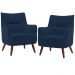 Kit 02 Poltronas Decorativa Fixa Pés de Madeira Isabella D02 Veludo Azul Marinho C-304 - Lyam Decor