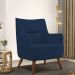 Kit 02 Poltronas Decorativa Fixa Pés de Madeira Isabella D02 Veludo Azul Marinho C-304 - Lyam Decor