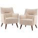 Kit 02 Poltronas Decorativa Fixa Pés de Madeira Isabella D02 Veludo Bege C-309 - Lyam Decor