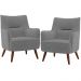 Kit 02 Poltronas Decorativa Fixa Pés de Madeira Isabella D02 Veludo Cinza C-317 - Lyam Decor