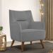 Kit 02 Poltronas Decorativa Fixa Pés de Madeira Isabella D02 Veludo Cinza C-317 - Lyam Decor