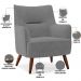 Kit 02 Poltronas Decorativa Fixa Pés de Madeira Isabella D02 Veludo Cinza C-317 - Lyam Decor