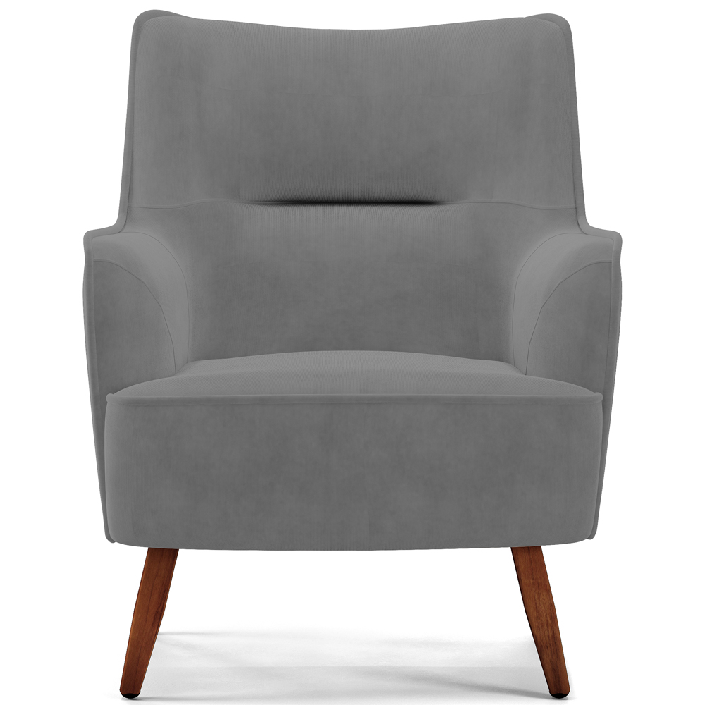 Kit 02 Poltronas Decorativa Fixa Pés de Madeira Isabella D02 Veludo Cinza C-317 - Lyam Decor