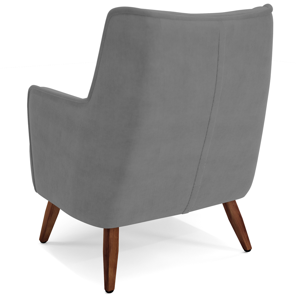 Kit 02 Poltronas Decorativa Fixa Pés de Madeira Isabella D02 Veludo Cinza C-317 - Lyam Decor