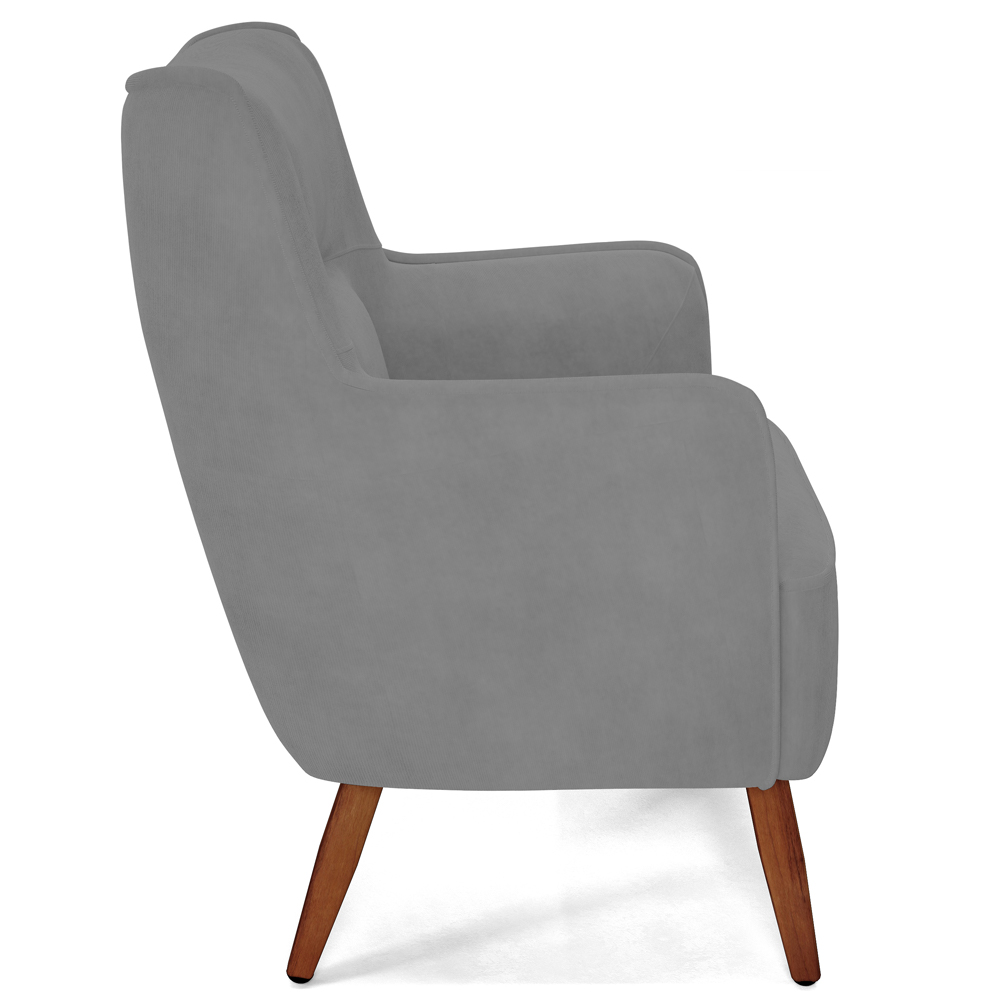 Kit 02 Poltronas Decorativa Fixa Pés de Madeira Isabella D02 Veludo Cinza C-317 - Lyam Decor
