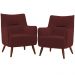 Kit 02 Poltronas Decorativa Fixa Pés de Madeira Isabella D02 Veludo Marsala C-278 - Lyam Decor