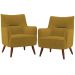 Kit 02 Poltronas Decorativa Fixa Pés de Madeira Isabella D02 Veludo Mostarda C-260 - Lyam Decor