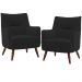 Kit 02 Poltronas Decorativa Fixa Pés de Madeira Isabella D02 Veludo Preto C-300 - Lyam Decor