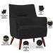 Kit 02 Poltronas Decorativa Fixa Pés de Madeira Isabella D02 Veludo Preto C-300 - Lyam Decor