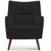 Kit 02 Poltronas Decorativa Fixa Pés de Madeira Isabella D02 Veludo Preto C-300 - Lyam Decor