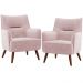 Kit 02 Poltronas Decorativa Fixa Pés de Madeira Isabella D02 Veludo Rosê C-305 - Lyam Decor