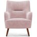 Kit 02 Poltronas Decorativa Fixa Pés de Madeira Isabella D02 Veludo Rosê C-305 - Lyam Decor
