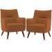 Kit 02 Poltronas Decorativa Fixa Pés de Madeira Isabella D02 Veludo Telha C-262 - Lyam Decor