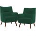 Kit 02 Poltronas Decorativa Fixa Pés de Madeira Isabella D02 Veludo Verde C-303 - Lyam Decor