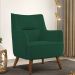 Kit 02 Poltronas Decorativa Fixa Pés de Madeira Isabella D02 Veludo Verde C-303 - Lyam Decor