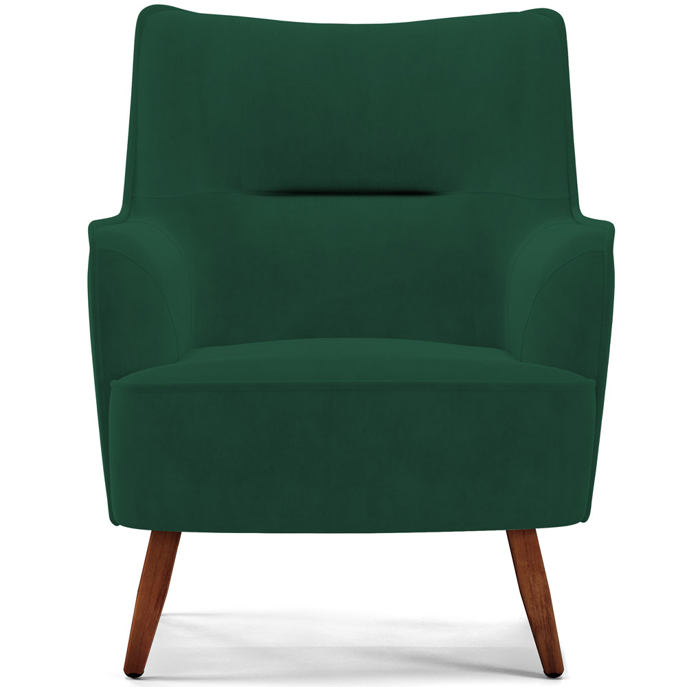 Kit 02 Poltronas Decorativa Fixa Pés de Madeira Isabella D02 Veludo Verde C-303 - Lyam Decor