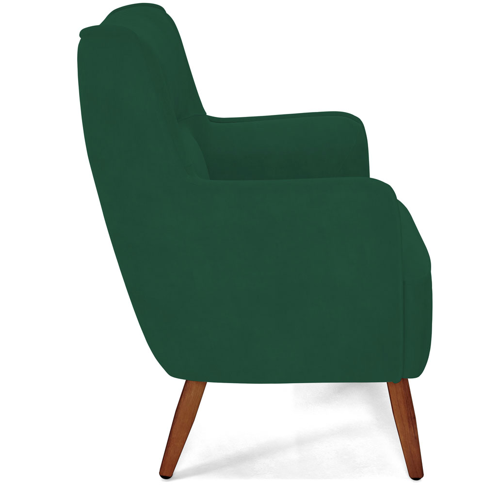 Kit 02 Poltronas Decorativa Fixa Pés de Madeira Isabella D02 Veludo Verde C-303 - Lyam Decor